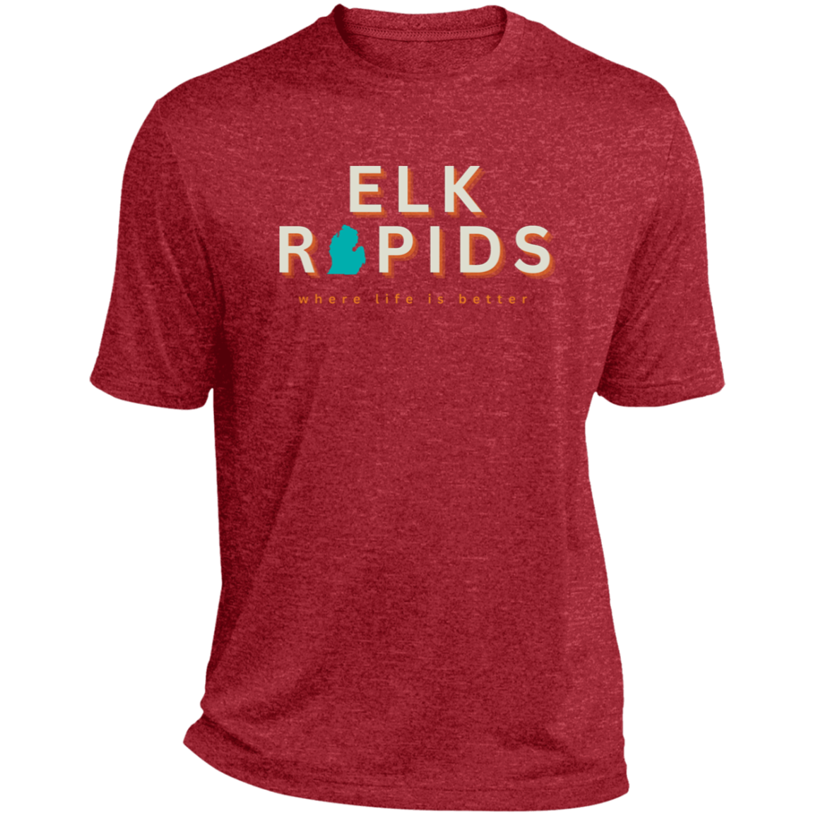 Elk Rapids ~Where Life is Better Men's Heather Performance Tee