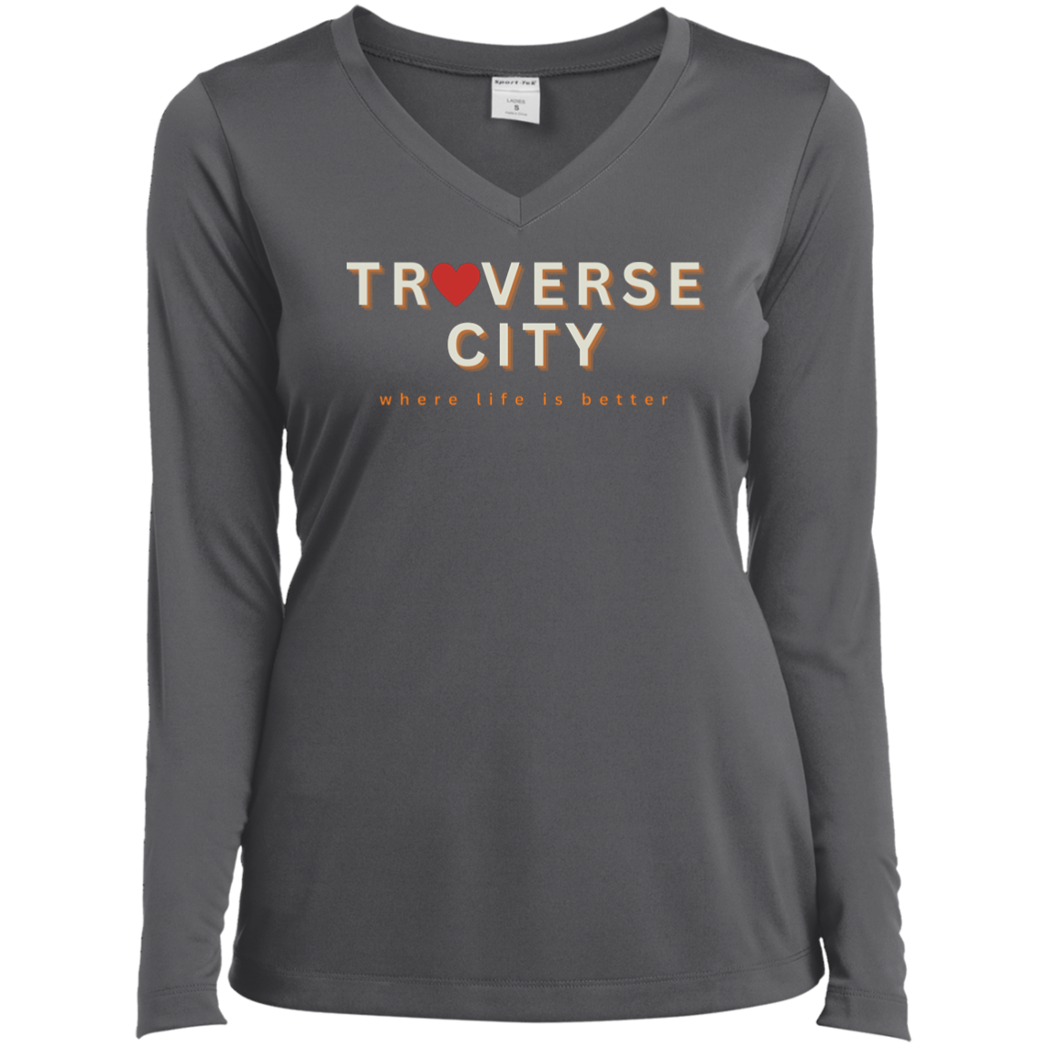 Traverse City ~Where Life is Better Ladies’ Long Sleeve Performance V-Neck Tee