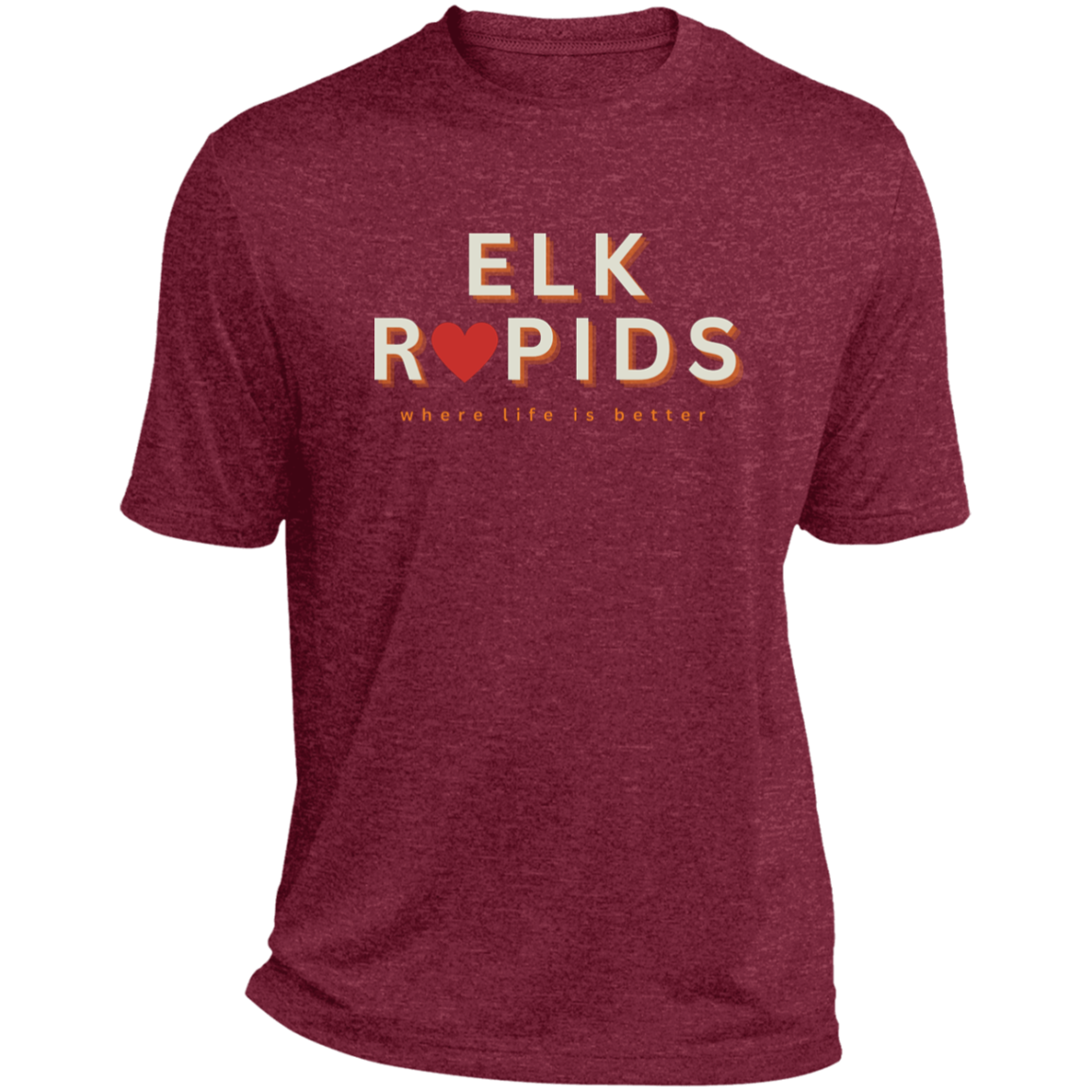 Elk Rapids  ~Where Life is Better Men's  Heather Performance Tee