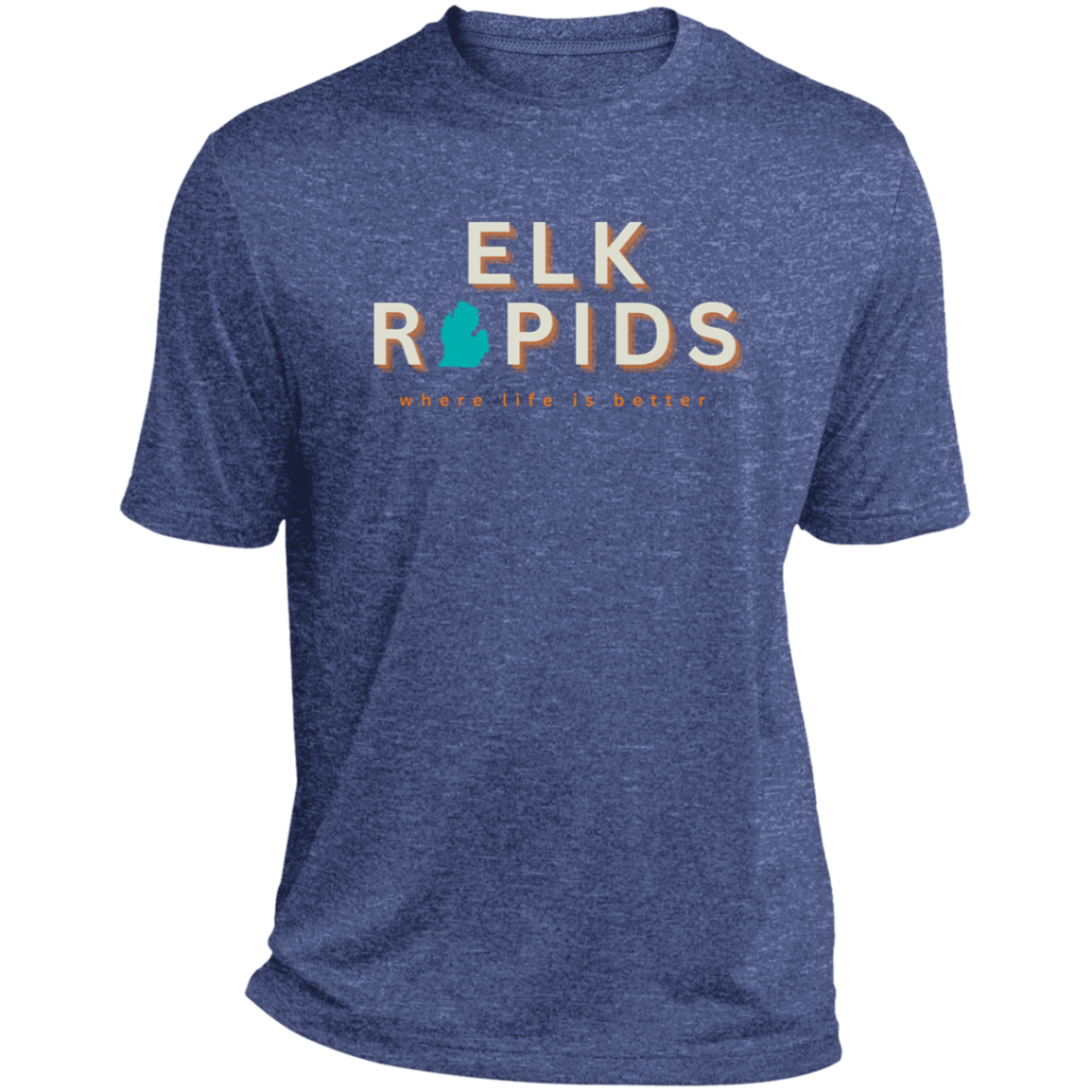 Elk Rapids ~Where Life is Better Men's  Heather Performance Tee