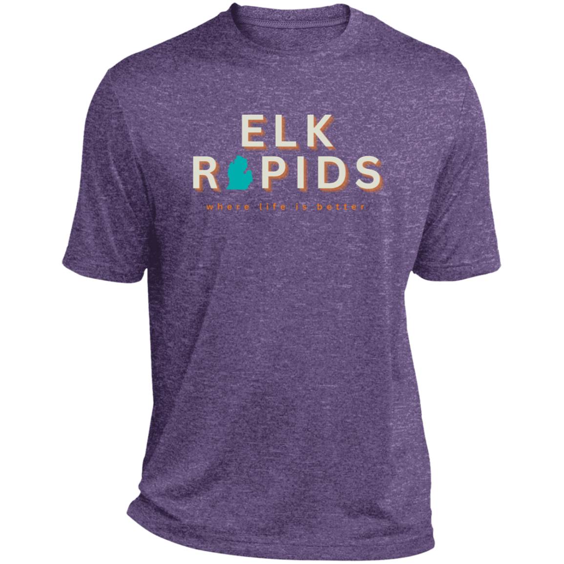 Elk Rapids ~Where Life is Better Men's  Heather Performance Tee