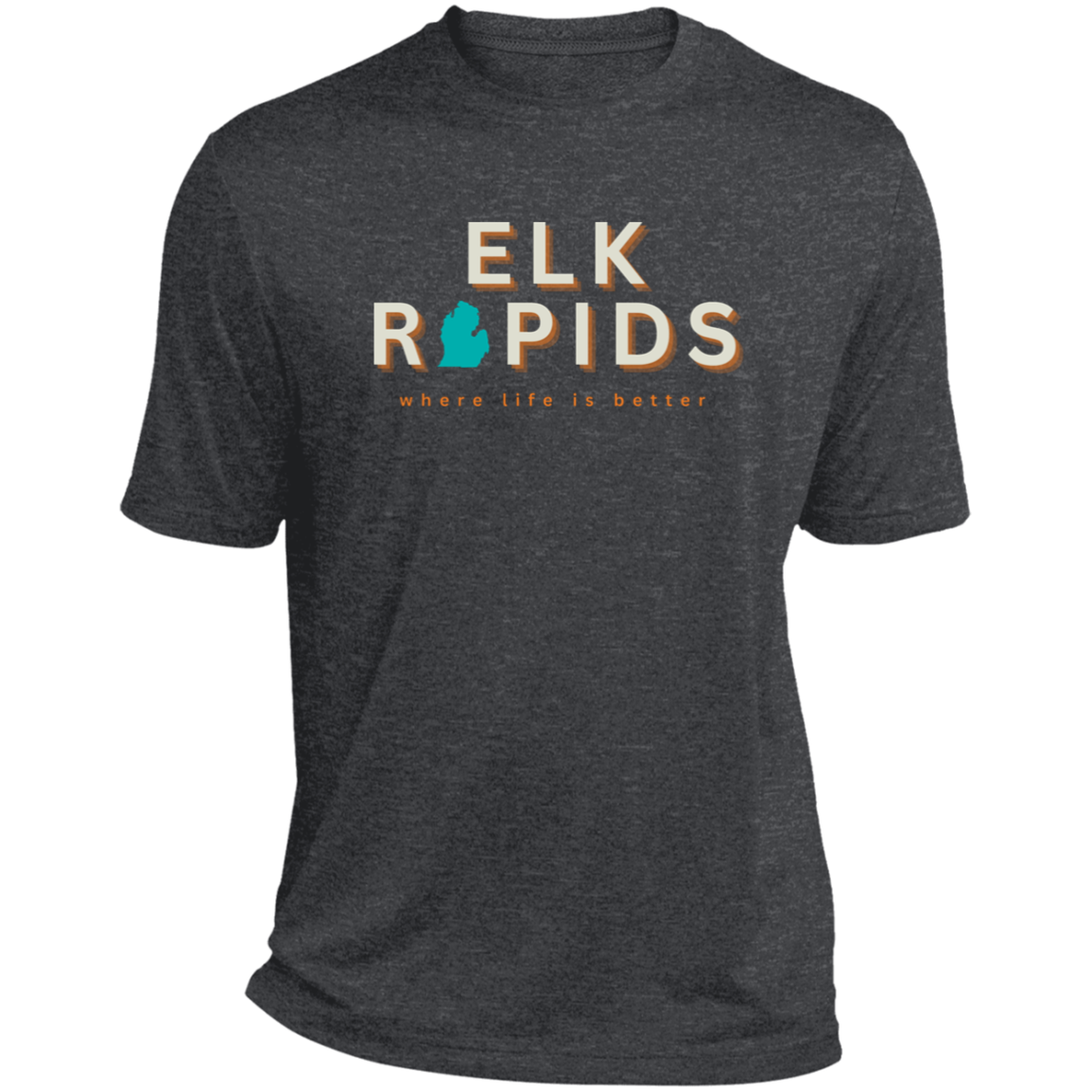 Elk Rapids ~Where Life is Better Men's  Heather Performance Tee